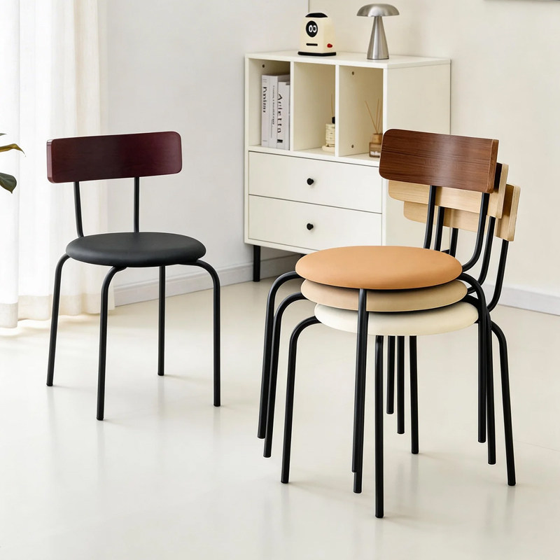 复古餐椅曲木靠背椅奶茶甜品店用椅小户型公寓民宿组装椅子可叠落