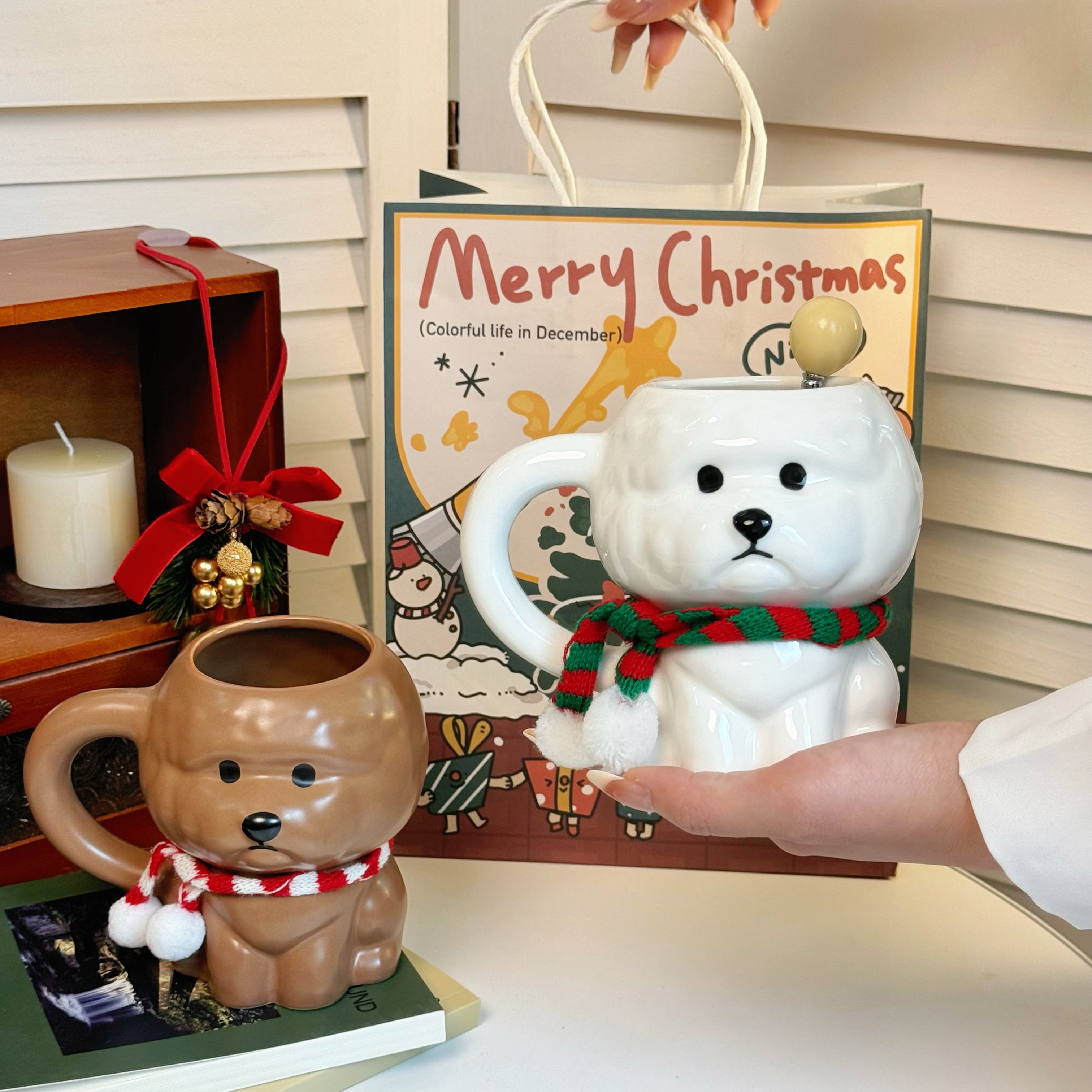 送礼圣诞礼物小比熊马克杯