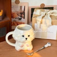 Cute dog-shaped ceramic cup, creative mug handle cup, cute dog, niche creativity, high appearance level cup thumbnail 4