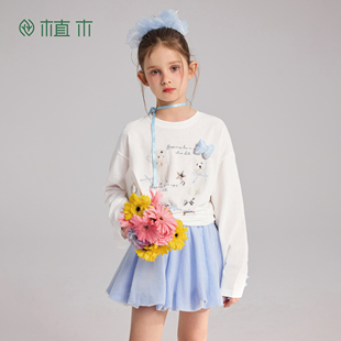 汪星漫游 童装 女童T恤 男童印花2026春夏新款 儿童T恤长袖 植木