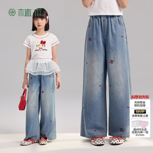 植木【枝头小憩】蝴蝶结刺绣女童水洗牛仔裤青少年2026夏季童装