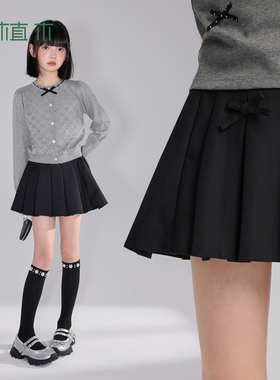 植木【miu系学院风】女童半身裙儿童短裙A字裙中腰2026春新款童装