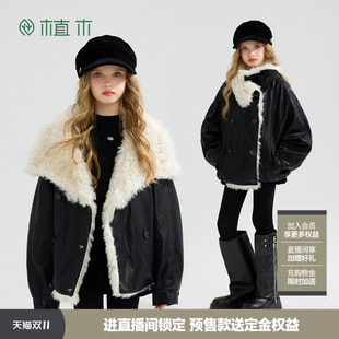 植木 女童外套3M新雪丽儿童皮衣棉服童装26秋冬新款青少年pu外套