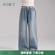 水洗蓝 儿童直筒裤 2026春季 植木 童装 女童牛仔裤 新款 蕾丝甜结