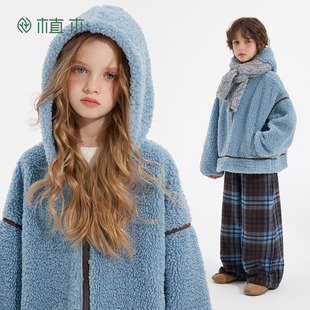 植木童装 儿童外套2025秋冬新款中大童仿羊羔毛外套男童女童外套