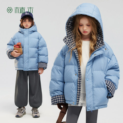 格纹撞色杜邦三防羽绒服