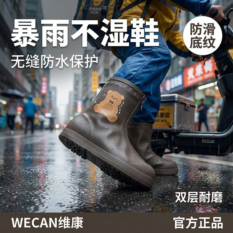 维康雨鞋套防水加厚男女防滑防雨鞋套耐磨硅胶雨靴下雨天脚套1777