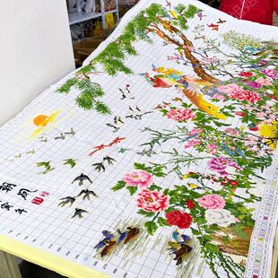 百鸟朝凤十字绣成品不带框纯手工已绣好2025新款客厅高端鸟语花香