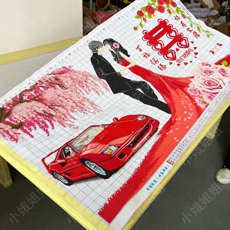 结婚图十字绣成品不带框纯手工出售已绣好2025年新款百年好合客厅
