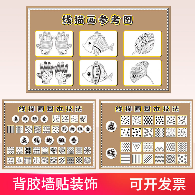 幼儿园墙面装饰区角材料班级环创美工区背胶写真线描画教室布置