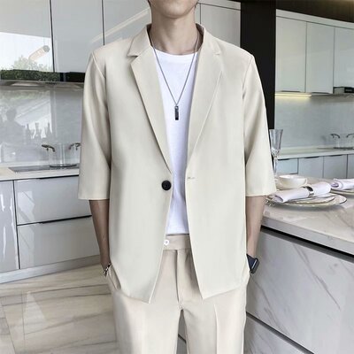 春季休闲七分袖西装套装短袖西服