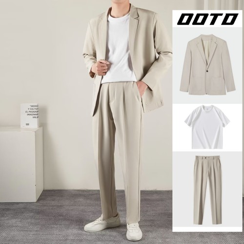 春秋季痞帅轻熟小西装男士套装韩版潮流宽松高级垂感休闲西服外套