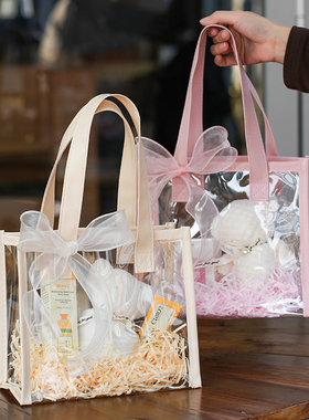 高档透明手提袋开业礼品袋结婚伴娘喜糖袋伴手礼袋包装生日礼物盒