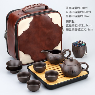 原矿紫砂壶套装LOGO定制雕刻天道酬勤旅行茶具功夫泡茶壶车载杯子
