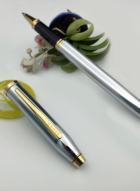 美国CROSS高仕新世纪系列亮铬金夹宝珠笔 签字笔金属笔杆送礼