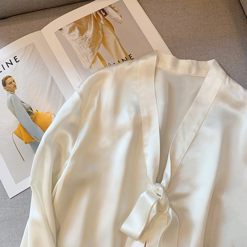 LILY  MOST白色衬衫女2023早秋新款法式名媛风设计感洋气遮肉上衣