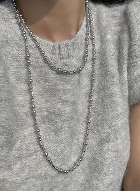 日本gentle motto波光粼粼真多麻灰色珍珠项链女长款百搭轻奢