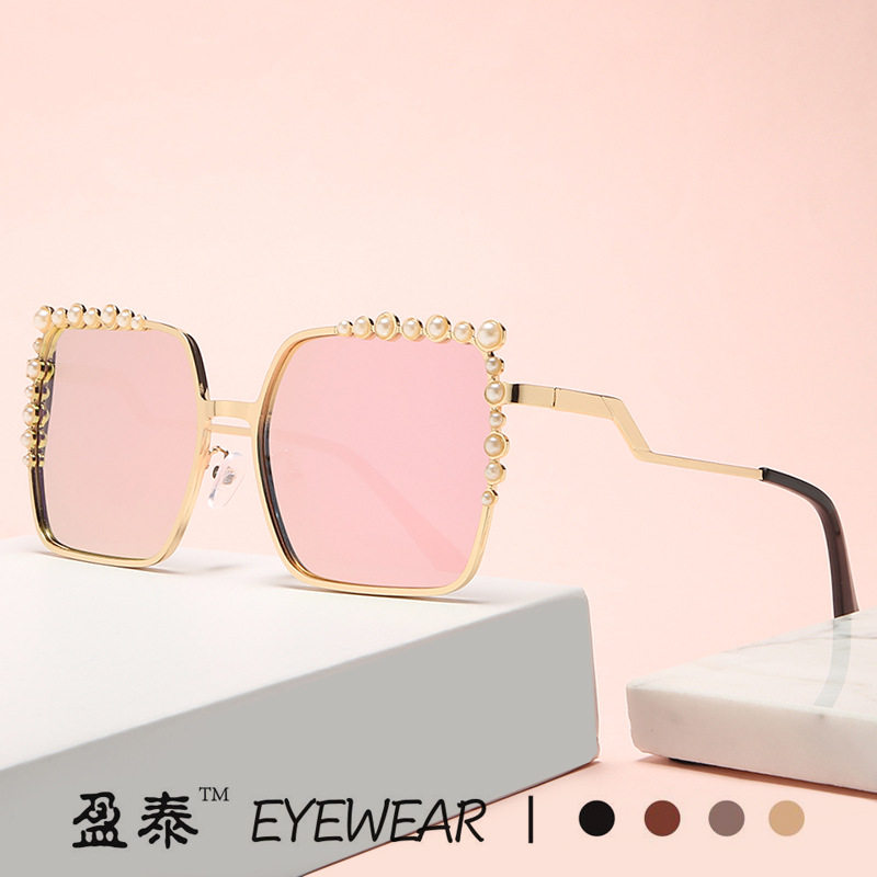 日本gentle motto新款f家装饰珍珠太阳镜 欧美潮流时尚大框镶钻