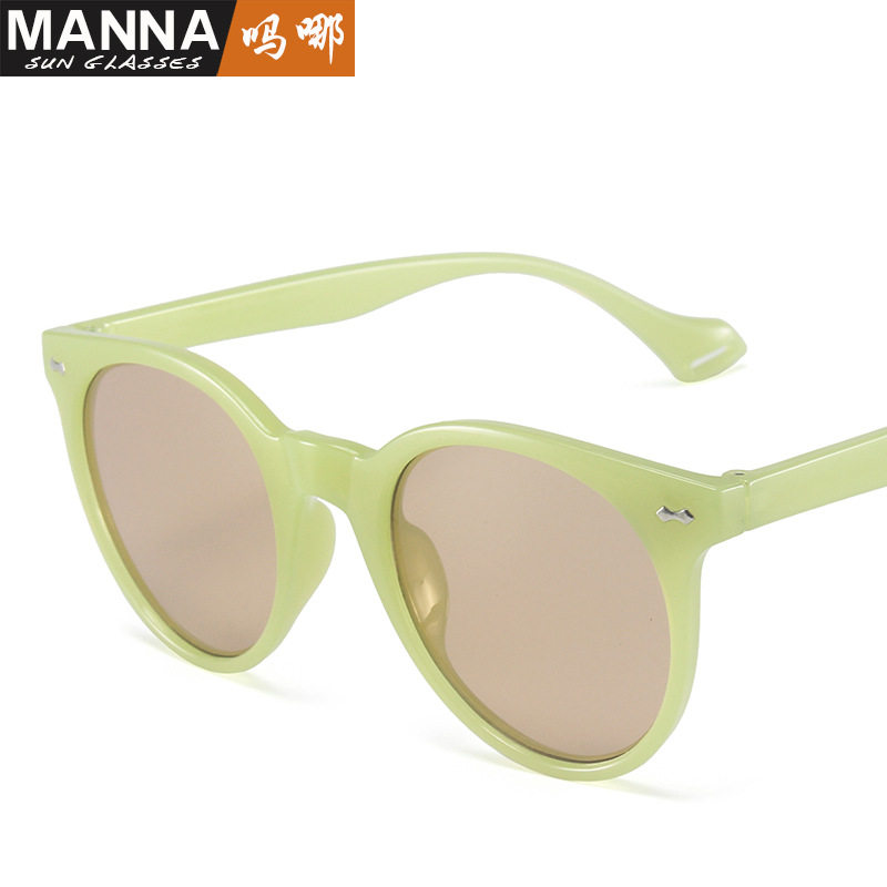 日本gentle motto新款太阳镜复古圆形小框眼镜ins糖果色米钉墨镜