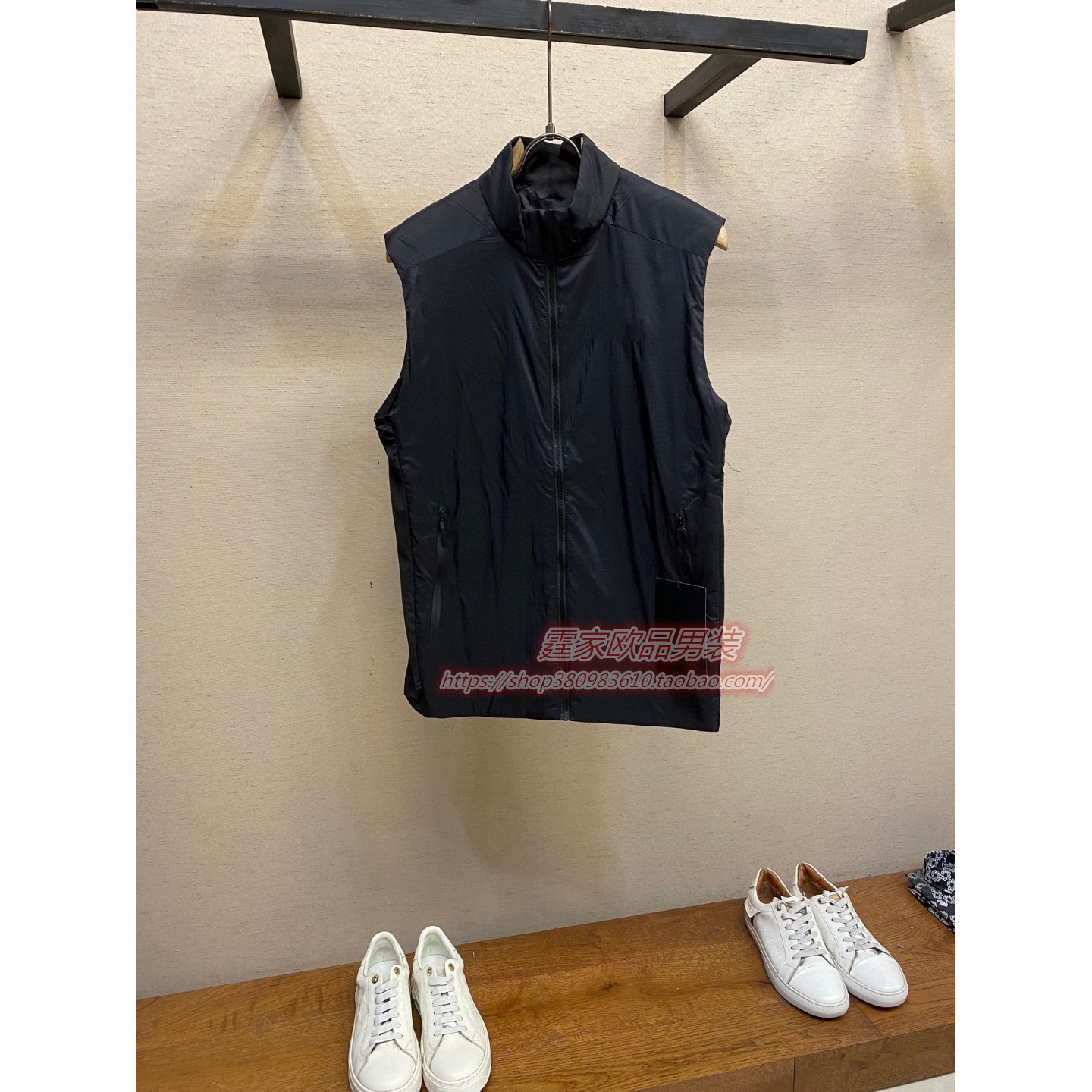 欧洲站2025潮流立领马甲男秋冬修身拉链背心时尚百搭无袖外套黑色