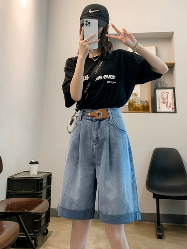 Летняя тонкая джинсовая юбка, шорты, штаны, приталенные прямые свободные джинсы, 2024 года, оверсайз, высокая талия