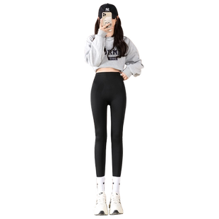 小个子鲨鱼裤女外穿秋冬加绒2023新款高腰收腹提臀强压九分打底裤