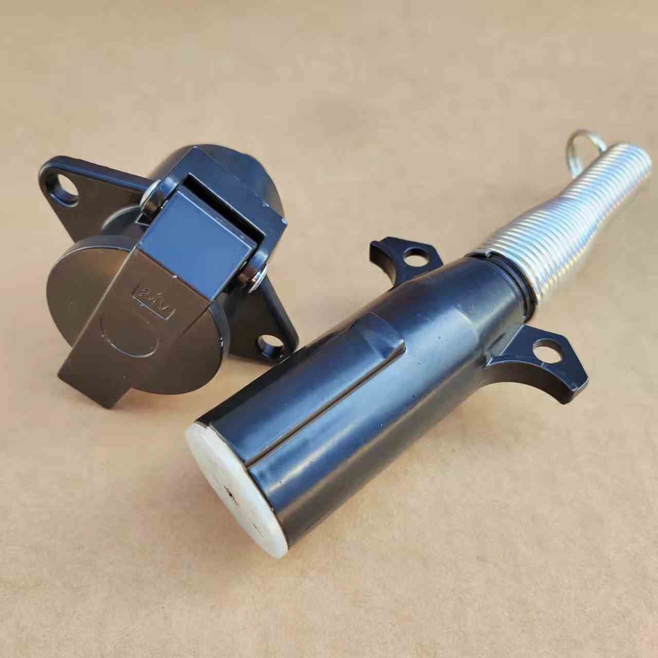 黑色七孔插头7芯插座加厚电源连接线半挂大货车纯铜芯插头座