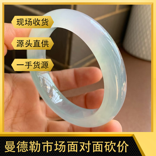 曼德勒工厂海外购天然翡翠缅甸手镯圆条玉镯直播间专拍链接