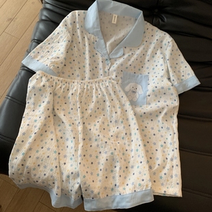 星星睡衣女夏季 学生日系奶fufu宿舍短袖 甜美可爱超火云朵棉薄套装
