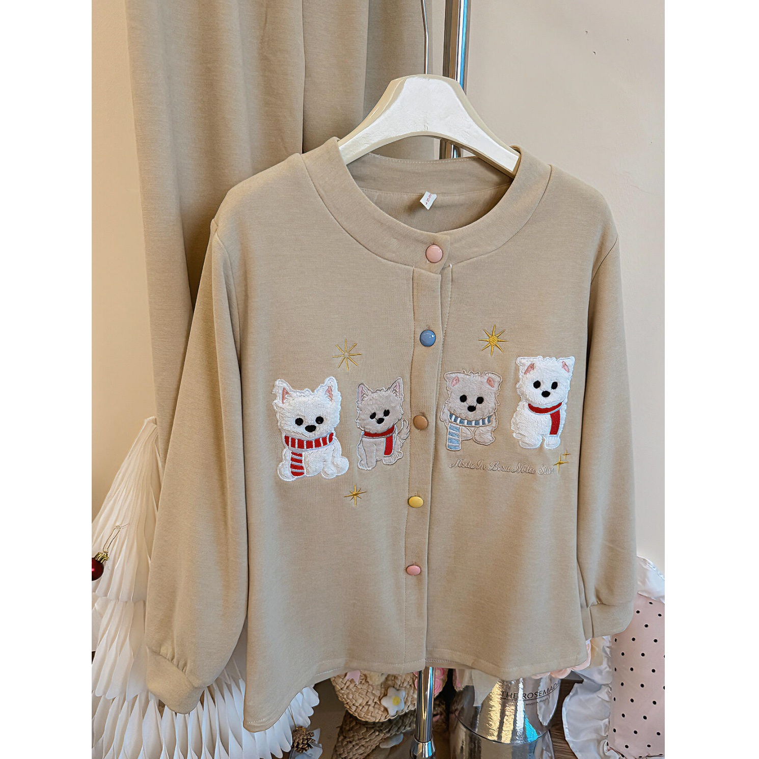 秋冬可爱小狗保暖日系睡衣套装女