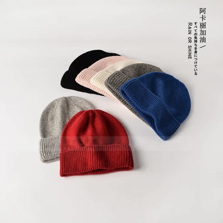 质感很棒!INS复古50%羊毛帽子 日系韩版经典男女冬季保暖冬帽