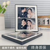 婚纱照相框结婚摆台打印洗照片定制作放大黑色金属高级感宫格写真