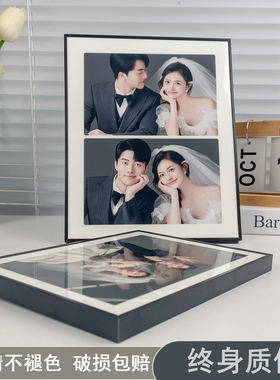 婚纱照相框结婚摆台打印洗照片定制作放大黑色金属高级感宫格写真