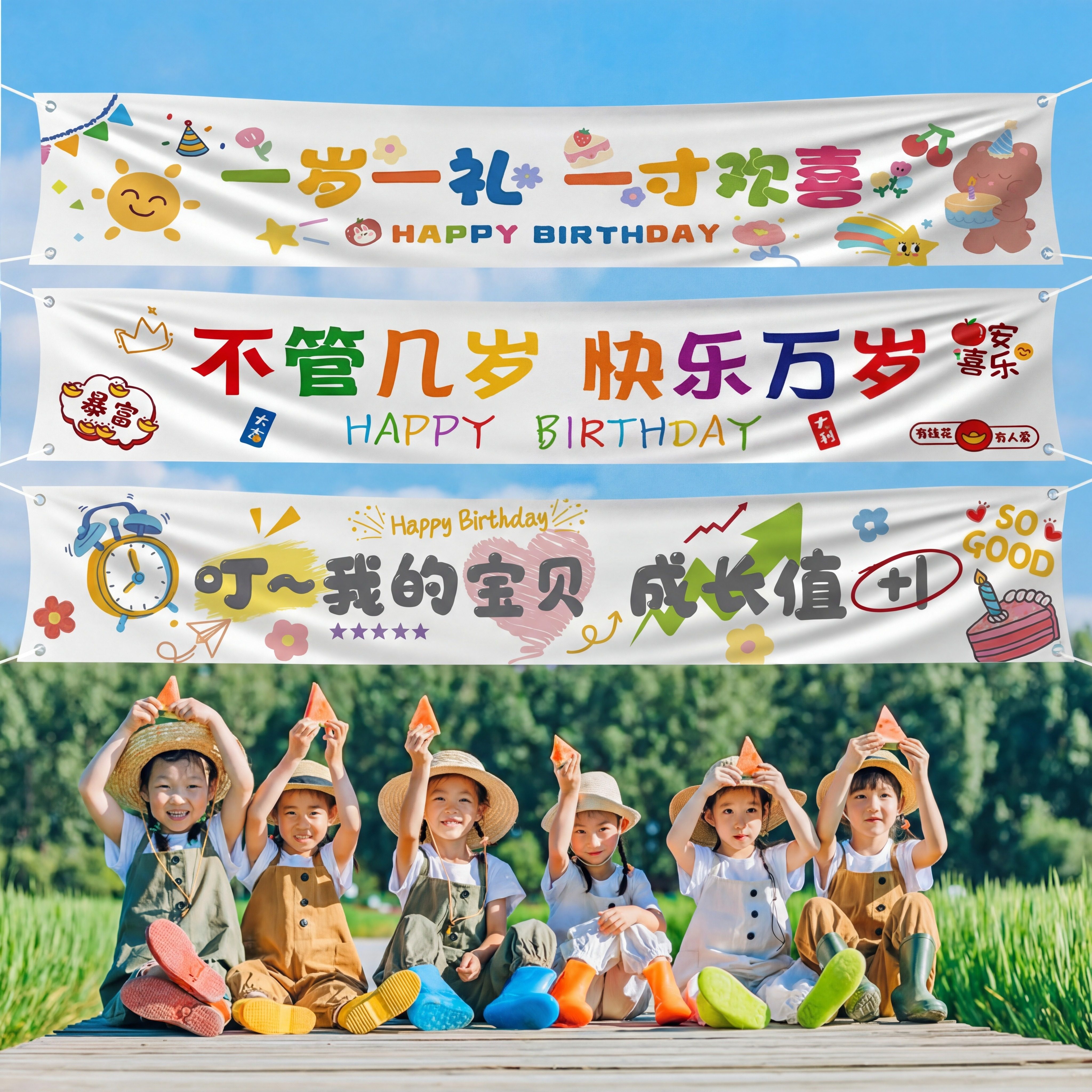 生日横幅定制宝宝周岁挂布装饰图片
