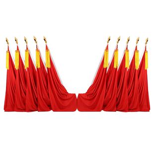 礼堂旗会议室背景旗帜主席台装饰红旗幕布不锈钢杆定制会堂会场布置落地旗枪头旗穗