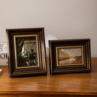 中古风法式洗照片做成相框摆台油画外框diy装裱挂墙简约复古空框