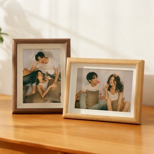 照片打印加相框摆台678寸a4定制diy木质画框空框洗相片做成相册架