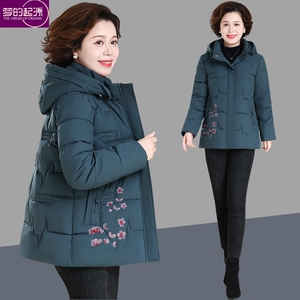 中老年人时尚羽绒棉服女洋气新款妈妈冬装加厚小棉袄外套印花棉衣