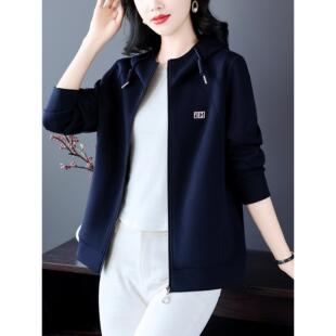 高端休闲服连帽卫衣外套女春秋新款时尚百搭棉质运动开衫上衣春装