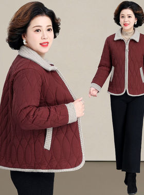 二棉外套女秋冬新款夹棉轻薄小棉袄中老年妈妈贵夫人棉服上衣冬装
