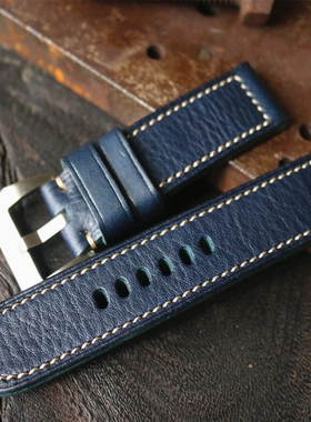 GF手工表带 蓝绿黄黑色牛皮真皮定制适用于沛纳海表带精工iwatch