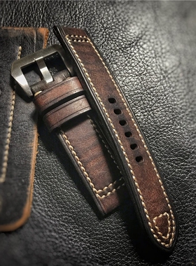 手工复古表带做旧棕色磨砂牛皮真皮男女款表带