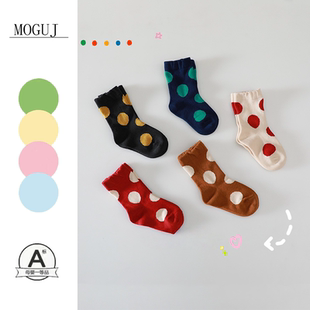 MOGUJ儿童袜子25新款 波点袜 春夏款 儿童短筒袜男女宝宝中小童韩版