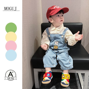 MOGUJ童装儿童衣服25秋男宝牛仔背带裤套装洋气卡通外出服连体衣