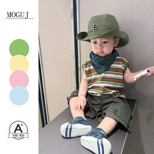 蘑菇酱婴童工装短裤背心分体套装2025夏季男童薄款韩版帅气两件套