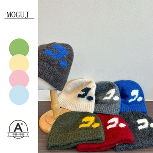 MOGUJ儿童帽子2025新款男女童宝宝毛线帽加厚护耳帽小童帽子百搭