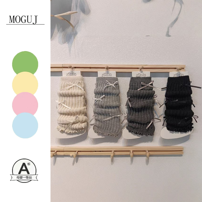 MOGUJ儿童堆堆袜2025秋款新款多蝴蝶结儿童袜套小腿袜中小童柔软