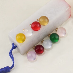 彩色圆形旗袍扣子国风仿玉石珠扣汉服唐装珠子盘扣衬衫珍珠小钮扣