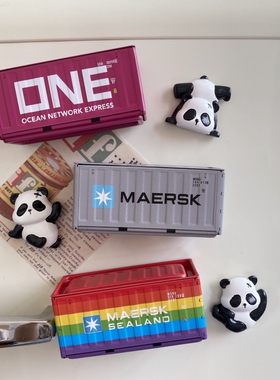 创意微缩集装箱冰箱贴牙签盒免打孔磁吸小型侧面装饰储物盒收纳盒