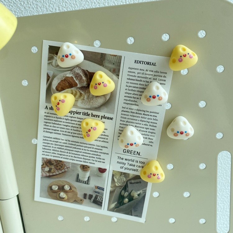 可爱卡通奶酪芝士表情冰箱贴ins入户门装饰洞洞板磁贴磁力贴白板